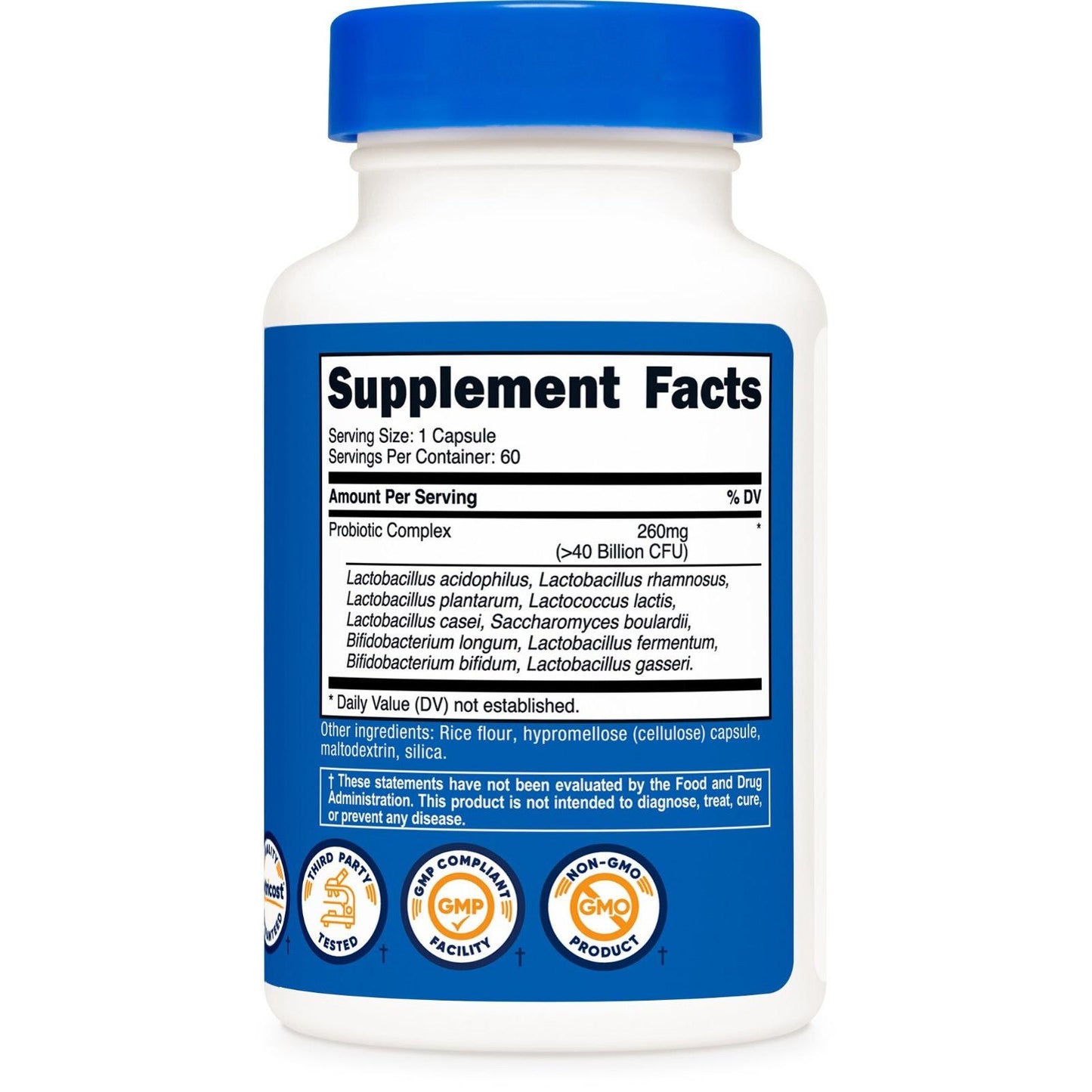 Nutricost Probiotic Complex | 40 Mil Millones de UFC – 60 Cápsulas