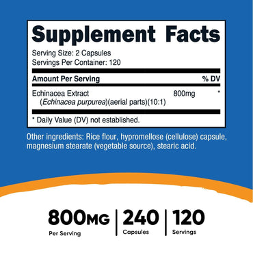 Nutricost Echinacea 800 mg | 240 Cápsulas Vegetarianas