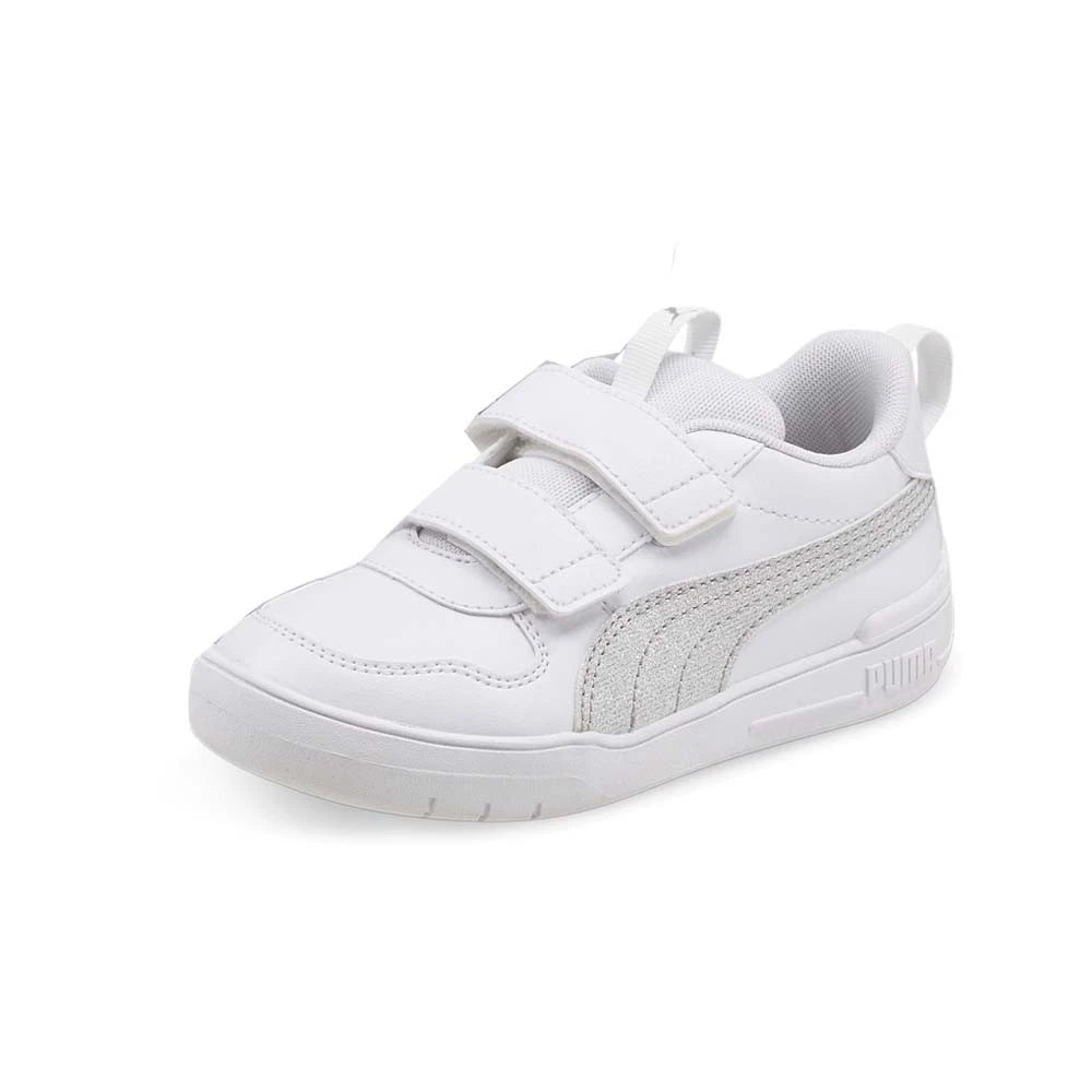 PUMA Multiflex Glitter Slip-On Niña Toddler – Zapatillas Blancas con Brillo y Cierre Ajustable