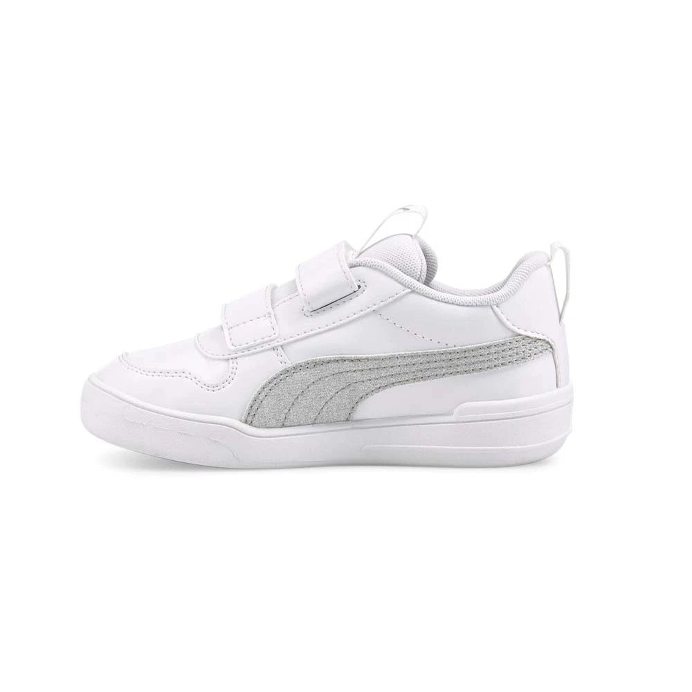 PUMA Multiflex Glitter Slip-On Niña Toddler – Zapatillas Blancas con Brillo y Cierre Ajustable