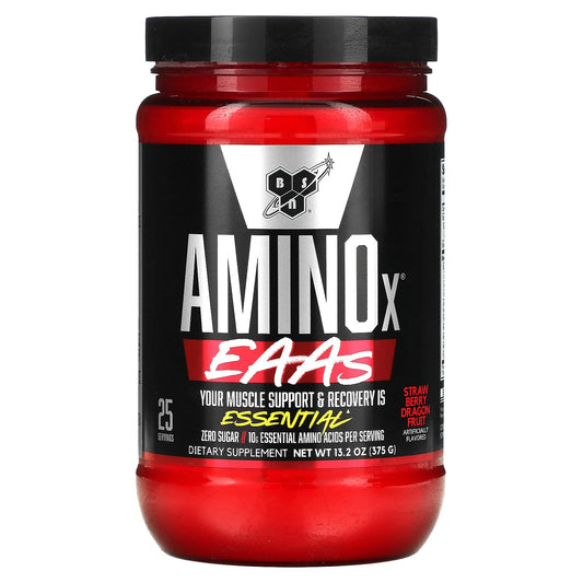 BSN® AminoX EAAs – Soporte Muscular y Recuperación – Sabor Strawberry Dragon Fruit – 375 g