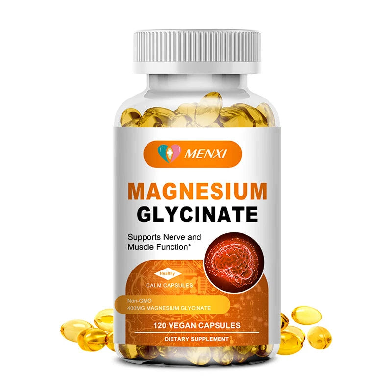Menxi Magnesio Glicinato 400 mg con Vitaminas B6 y D – 120 Cápsulas
