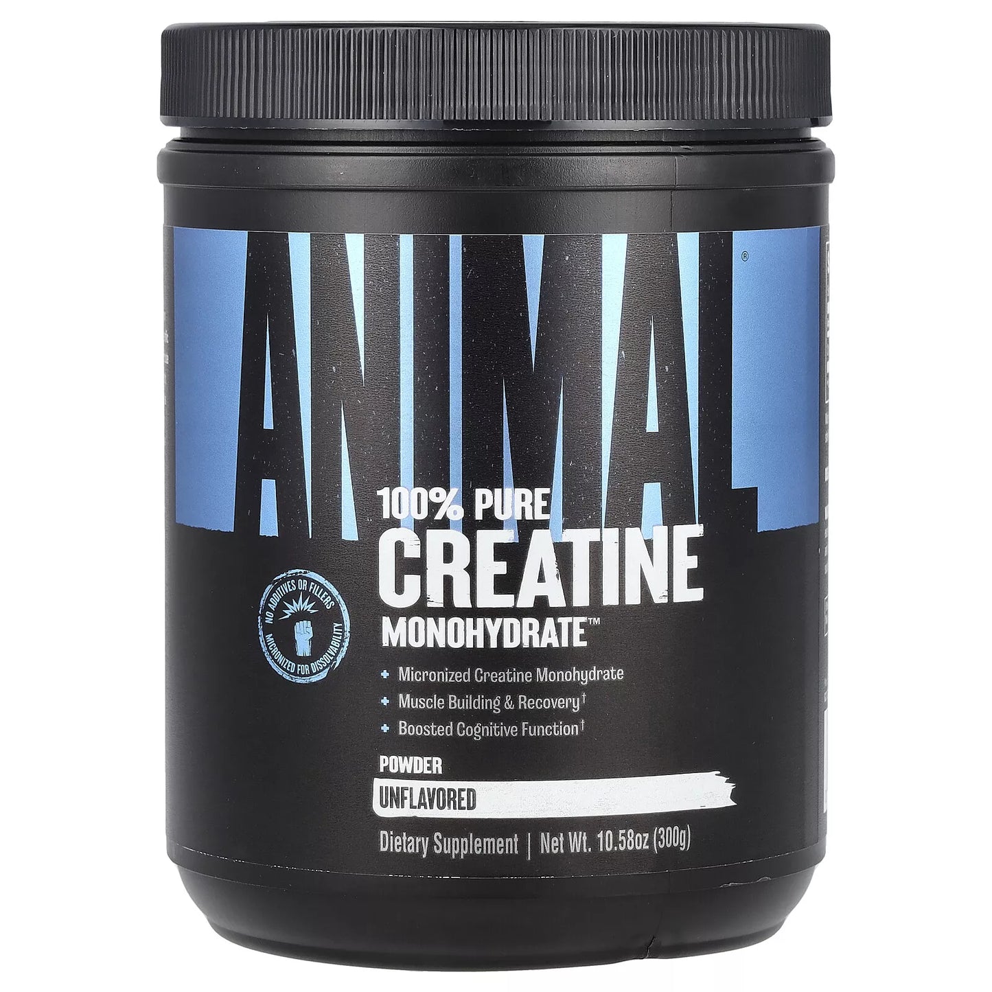 Animal - Creatina Monohidratada 100% – 300 g, Sin Sabor, Micronizada