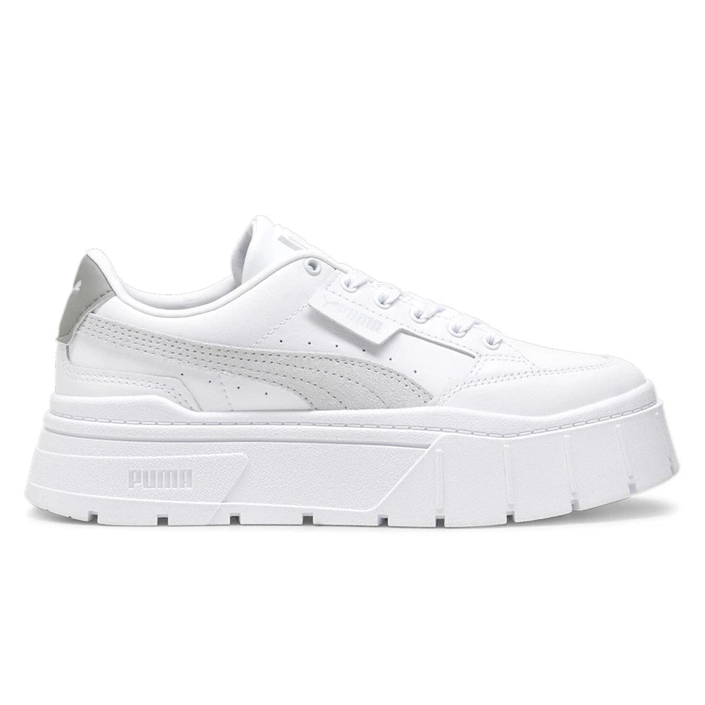 Zapatillas PUMA Mayze Stack Platform Mujer – Blancas | Sneakers Casual con Plataforma de Cuero