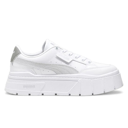 Zapatillas PUMA Mayze Stack Platform Mujer – Blancas | Sneakers Casual con Plataforma de Cuero