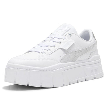 Zapatillas PUMA Mayze Stack Platform Mujer – Blancas | Sneakers Casual con Plataforma de Cuero