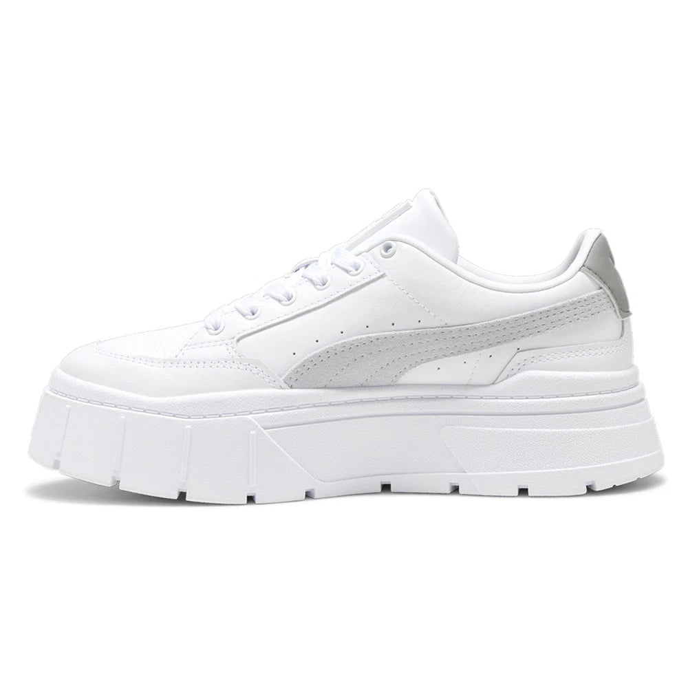 Zapatillas PUMA Mayze Stack Platform Mujer – Blancas | Sneakers Casual con Plataforma de Cuero