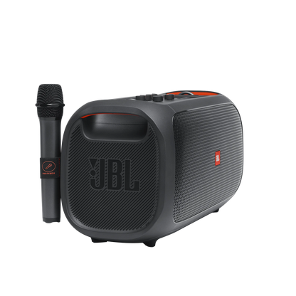 JBL PartyBox On-The-Go – Altavoz Bluetooth Portátil para Fiestas con Micrófono Inalámbrico – IPX4 – Luz LED Sincronizada