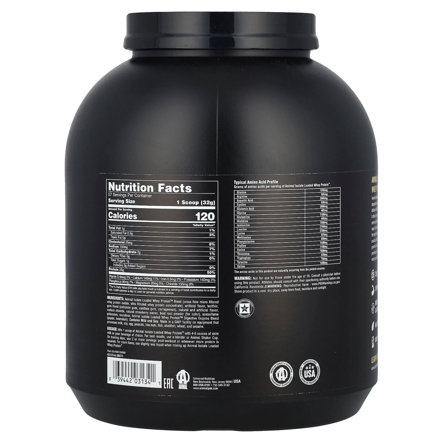 Animal® Isolate Loaded | Proteína en Polvo – Sabor Strawberry – 1,81 kg