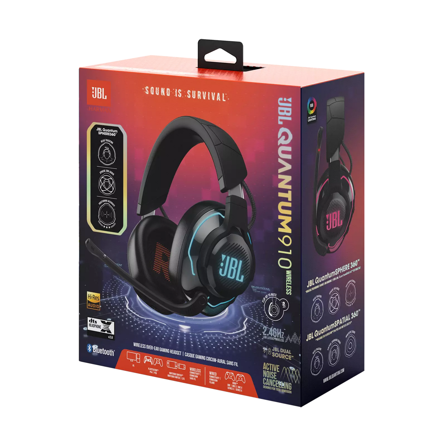 JBL Quantum 910 Wireless – Auriculares Gamer Over-Ear Inalámbricos con Cancelación de Ruido Activa, Seguimiento de Cabeza y Sonido Envolvente – Negro