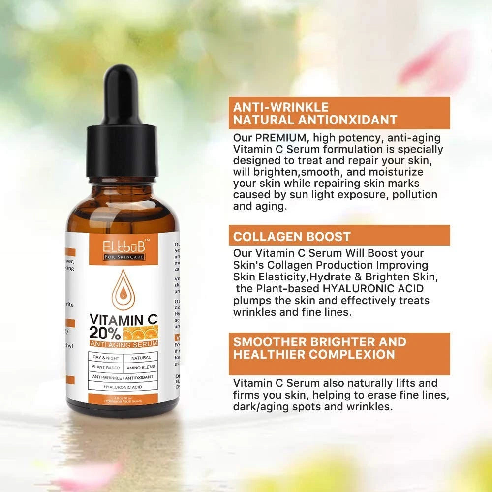 Sérum Antiage de Vitamina C 20% + Ácido Hialurónico Puro | Alta Potencia
