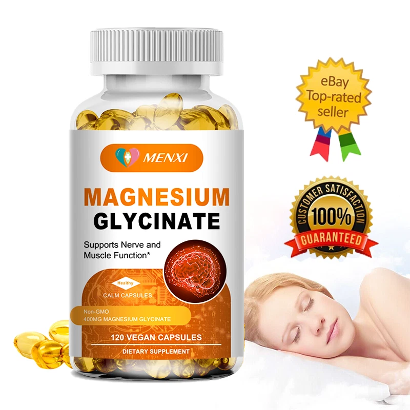 Menxi Magnesio Glicinato 400 mg con Vitaminas B6 y D – 120 Cápsulas