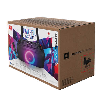JBL PartyBox On-The-Go – Altavoz Bluetooth Portátil para Fiestas con Micrófono Inalámbrico – IPX4 – Luz LED Sincronizada