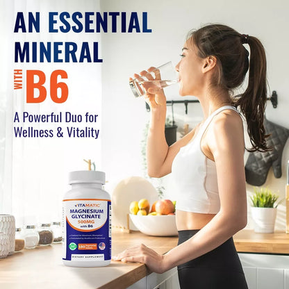 Vitamatic Magnesio Glicinato 500mg por Tableta – 180 Tabletas Vegetarianas