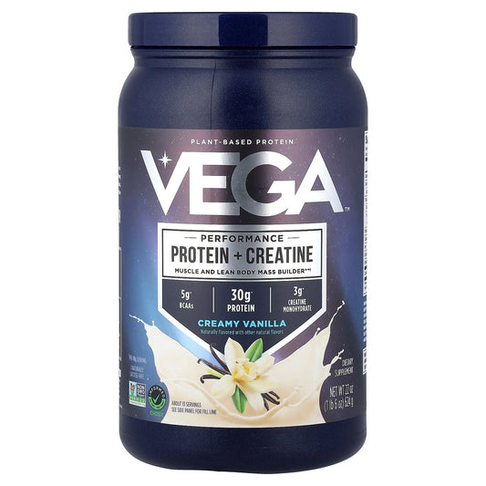 Vega® Plant-Based Performance Proteina + Creatina, Crema Vainilla, 624 g - Vegetal
