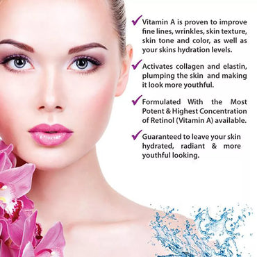 PURE RETINOL VITAMIN A 2.5% + ÁCIDO HIALURÓNICO – Crema/Serum Antiarrugas de Alta Potencia