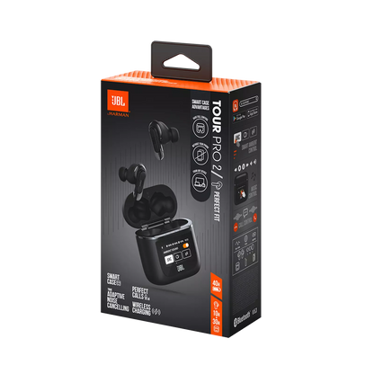 JBL Tour Pro 2 – Auriculares Bluetooth Inalámbricos con Cancelación de Ruido Adaptativa y Smart Case – Color Negro