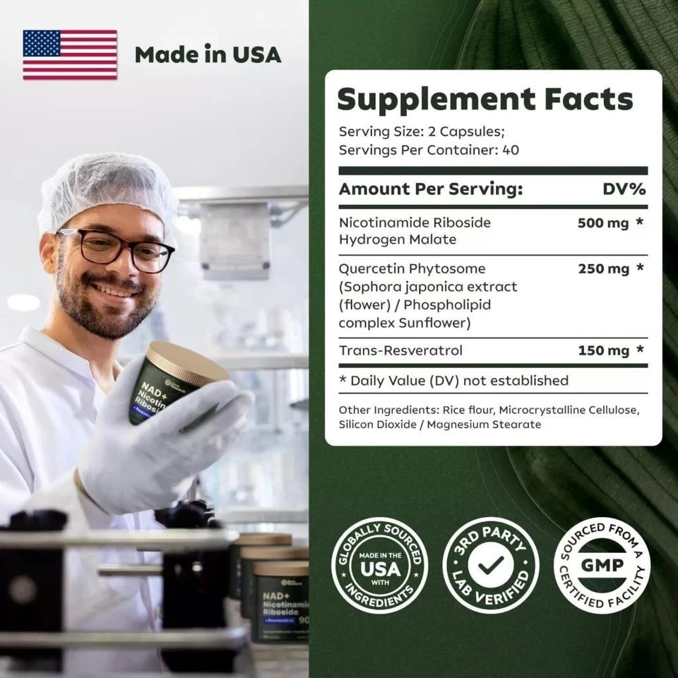 Nicotinamida Ribósido 900mg | Suplemento NAD+ Antienvejecimiento – Enfoque y Memoria
