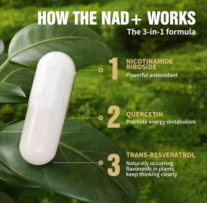 Suplemento NAD+ con Resveratrol y Nicotinamida Ribósido | Antienvejecimiento, Energía y Enfoque Mental